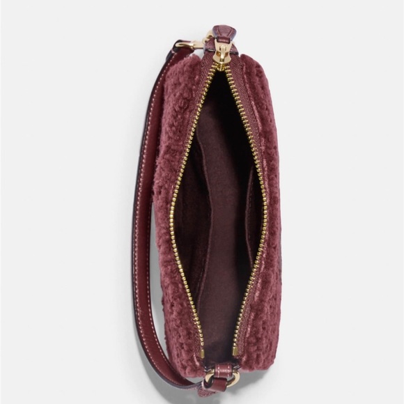 Coach CE691 Nolita 19 In Shearling With Coach Motif In Gold/Black Cherry - Picture 4 of 9